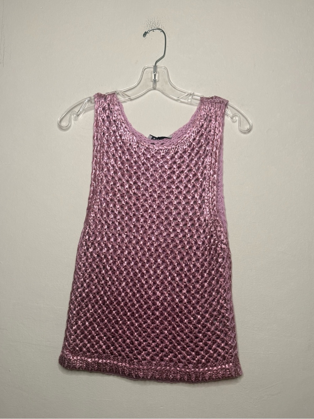 NWT Zara Pink Open-Weave Knit Tank Top